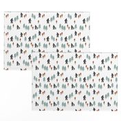 Sasquatch forest mythical animal fabric orange_mint_grey