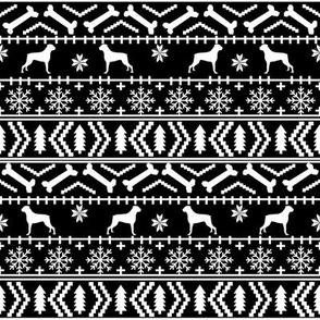 Boxer fair isle christmas sweater fabric black and white