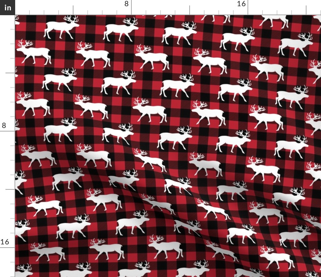 reindeer on buffalo plaid