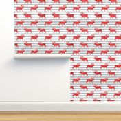 reindeer - red on grey stripes