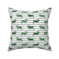 reindeer - green on grey stripes 