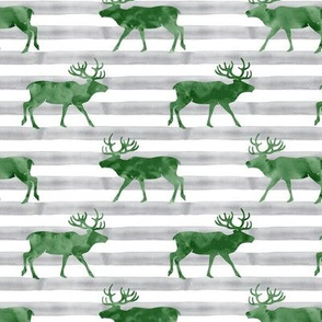 reindeer - green on grey stripes 