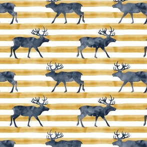 reindeer - navy on stripes
