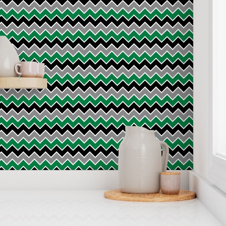 multi traditional chevron - black and green