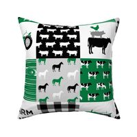 farm life - wholecloth green and black - woodgrain