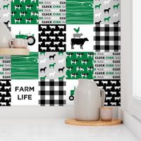 farm life - wholecloth green and black - woodgrain