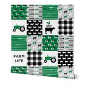 farm life - wholecloth green and black - woodgrain