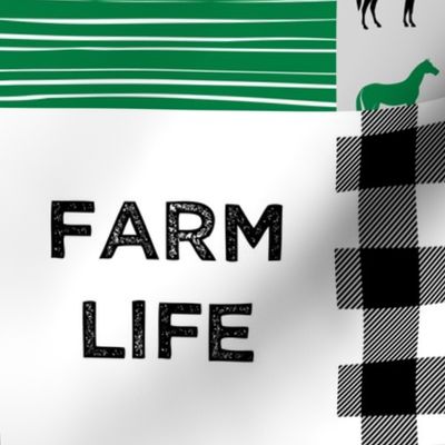 farm life - wholecloth green and black - woodgrain