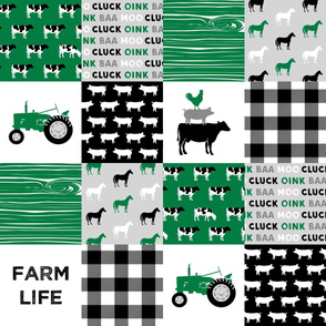 farm life - wholecloth green and black - woodgrain