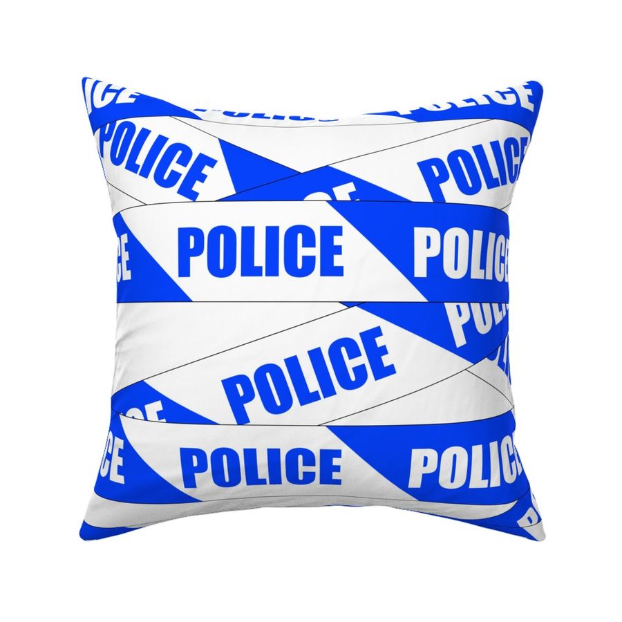 2 police blue white stripes stay out - Spoonflower