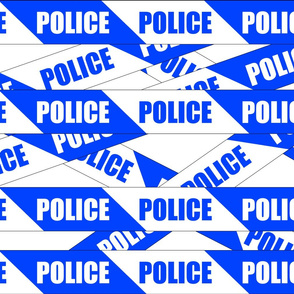 2 police blue white stripes stay out barricade notice warning barrier tape pop art caution novelty life sized jokes gags 