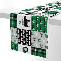 farm life wholecloth - black and green - tractor with plaid (90)