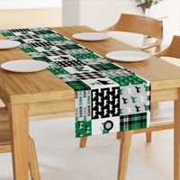 farm life wholecloth - black and green - tractor with plaid (90)