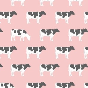 cows on pink - farm fabric