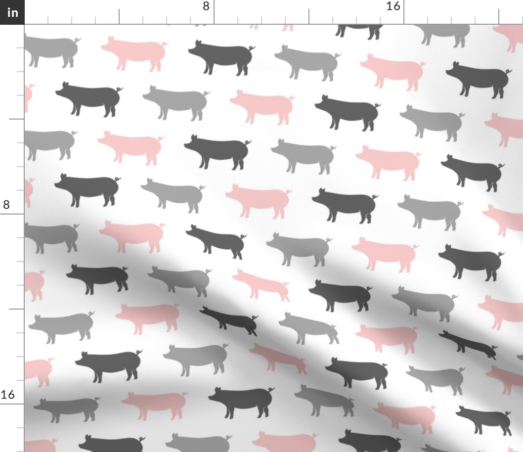 multi colored pigs (pink and grey)