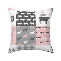 farm life wholecloth - woodgrain - pink and grey farm fabrics