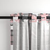 farm life wholecloth patchwork with plaid - pink and grey