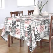 farm life wholecloth patchwork with plaid - pink and grey