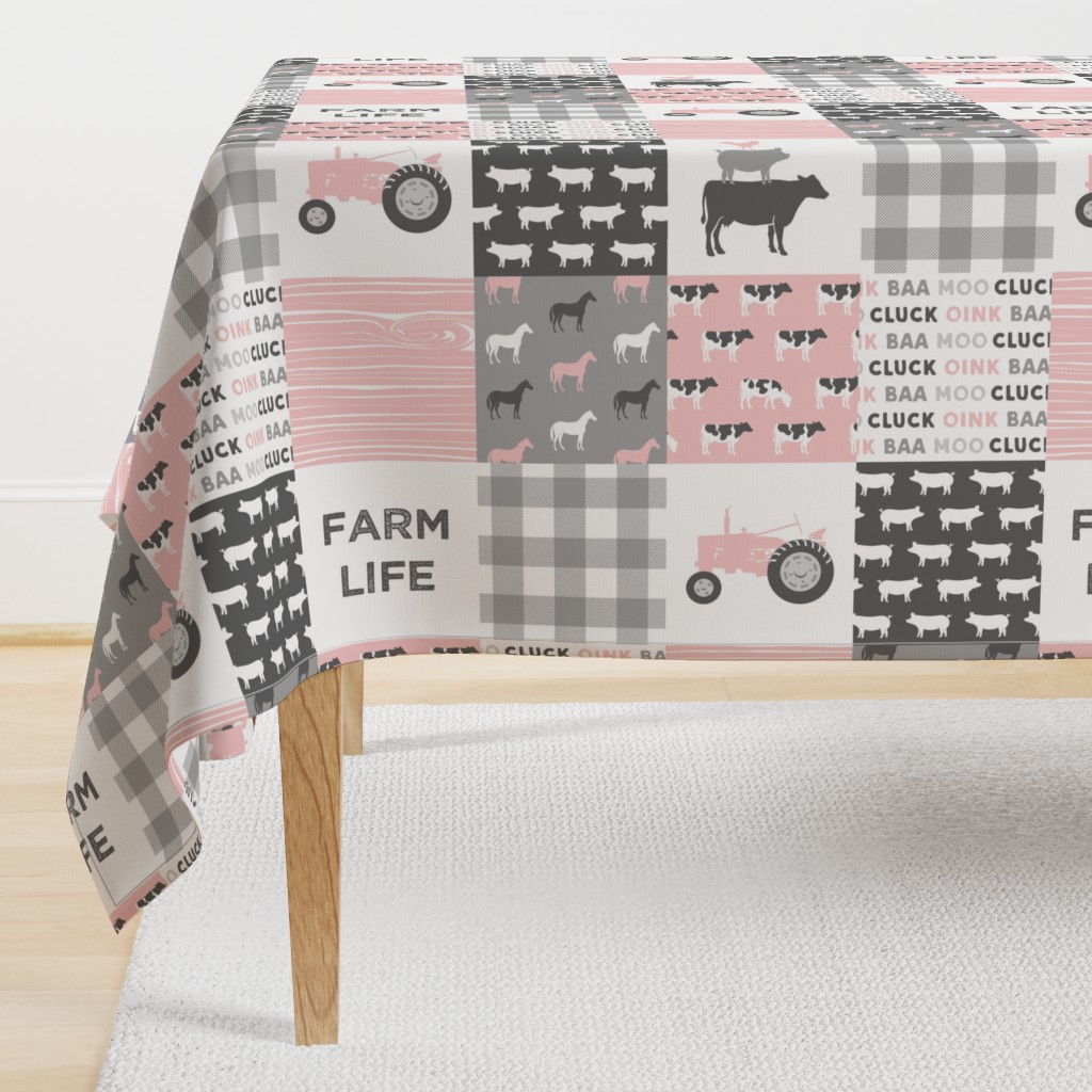 farm life wholecloth - woodgrain - pink and grey farm fabrics (90)