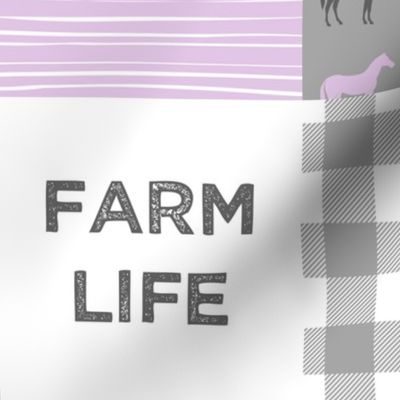 farm life wholecloth - purple