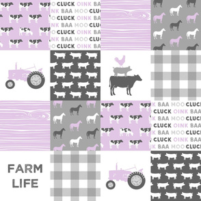 farm life wholecloth - purple