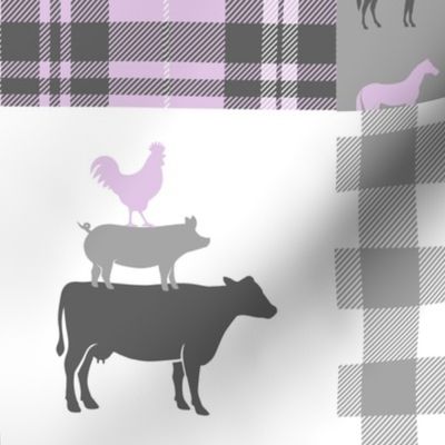 farm life wholecloth  - purple plaid