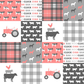 farm life wholecloth - pink coral plaid