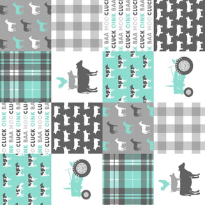 farm life wholecloth (90) - dark aqua plaid