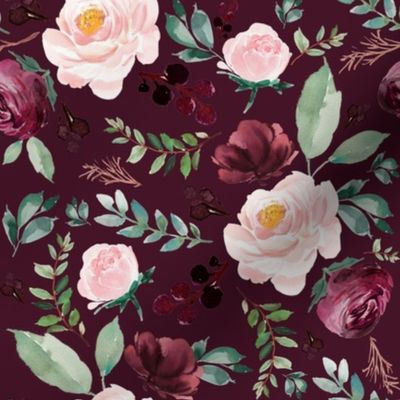 8" Wild at Heart Florals / Dark Crimson