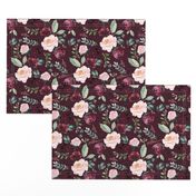 8" Wild at Heart Florals / Dark Crimson