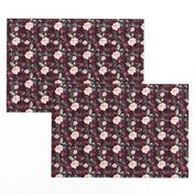 4" Wild at Heart Florals / Dark Crimson