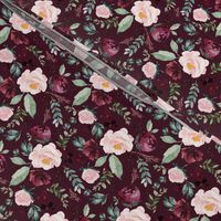 4" Wild at Heart Florals / Dark Crimson