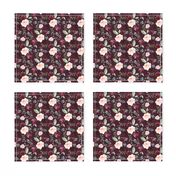 4" Wild at Heart Florals / Dark Crimson