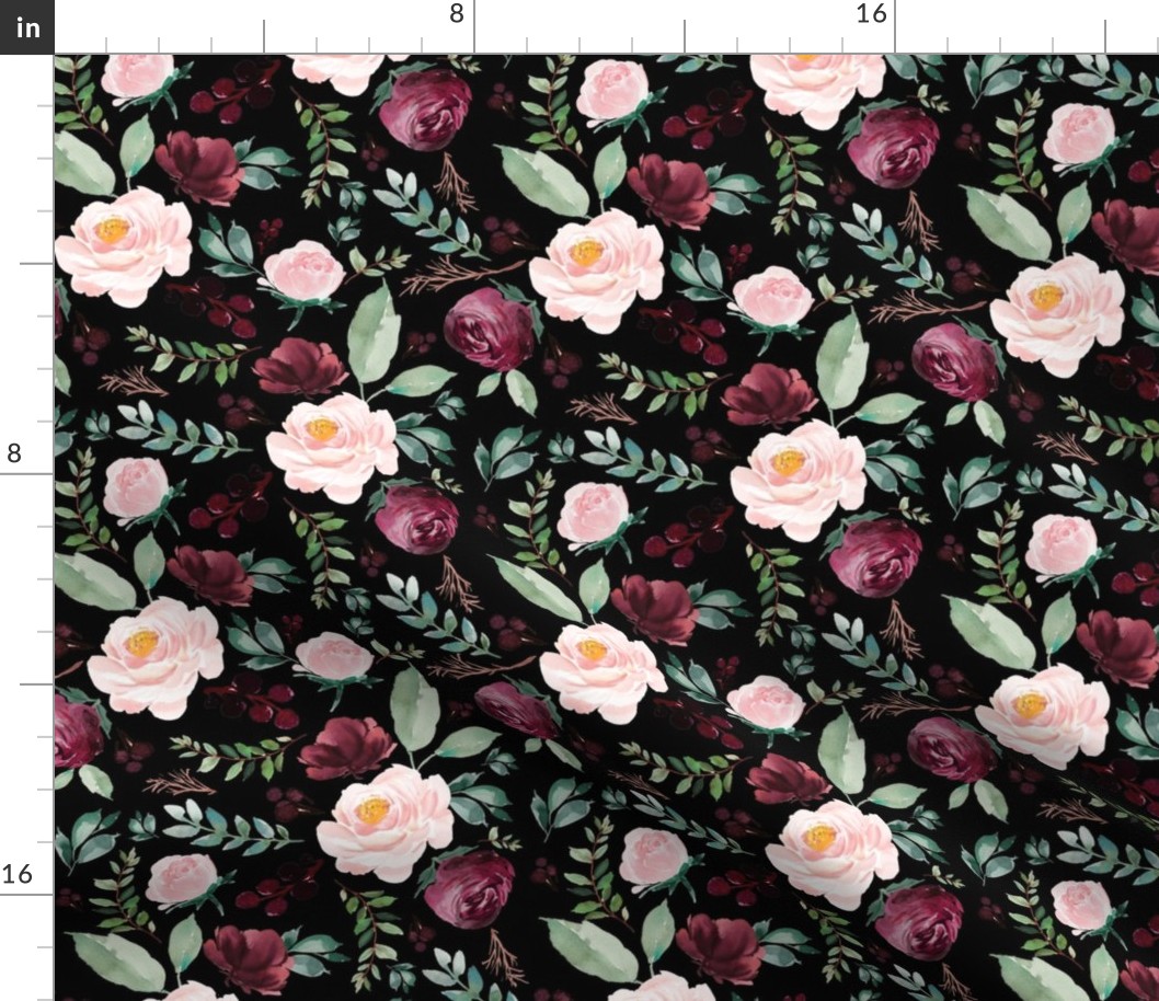 8" Wild at Heart Florals / Black