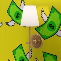 green flying money dollar signs notes banknotes pop art wings currency 