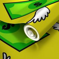 green flying money dollar signs notes banknotes pop art wings currency 