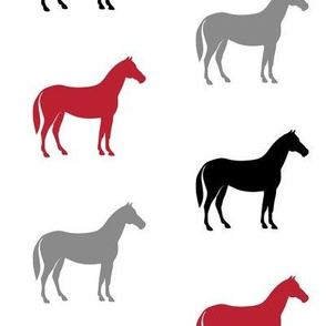 multi horses  - black and red  farm collection