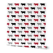 multi pigs - red, grey, black