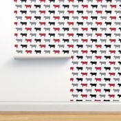 multi pigs - red, grey, black