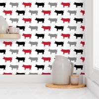 multi pigs - red, grey, black