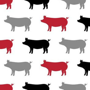 multi pigs - red, grey, black