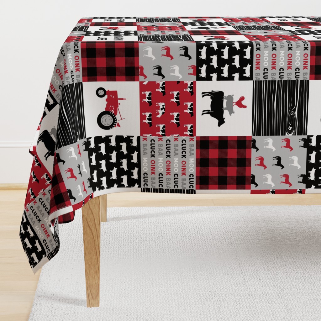 farm life wholecloth - black and red woodgrain