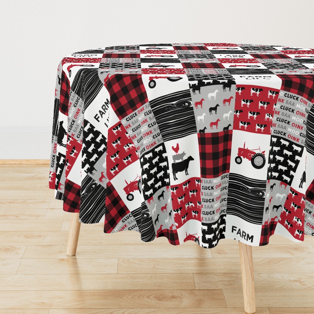 farm life wholecloth - black and red woodgrain