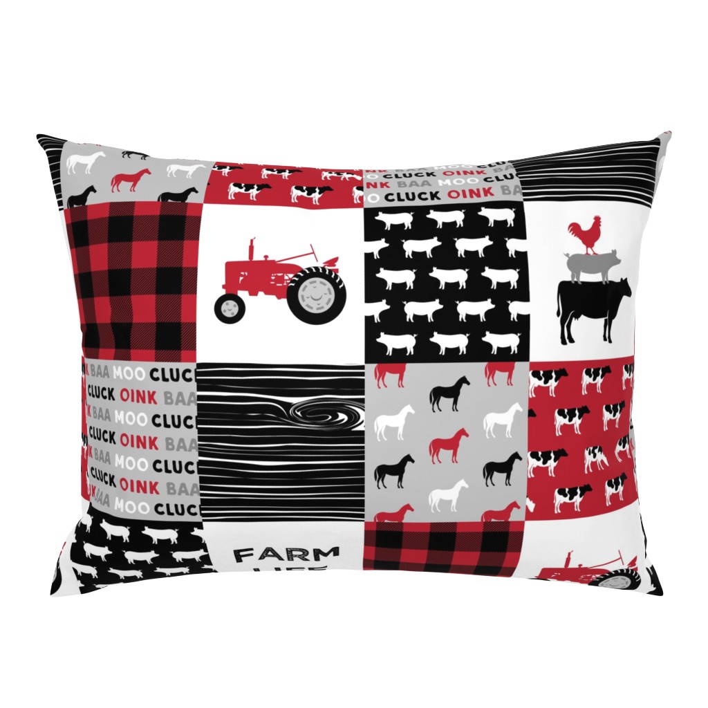 farm life wholecloth - black and red woodgrain