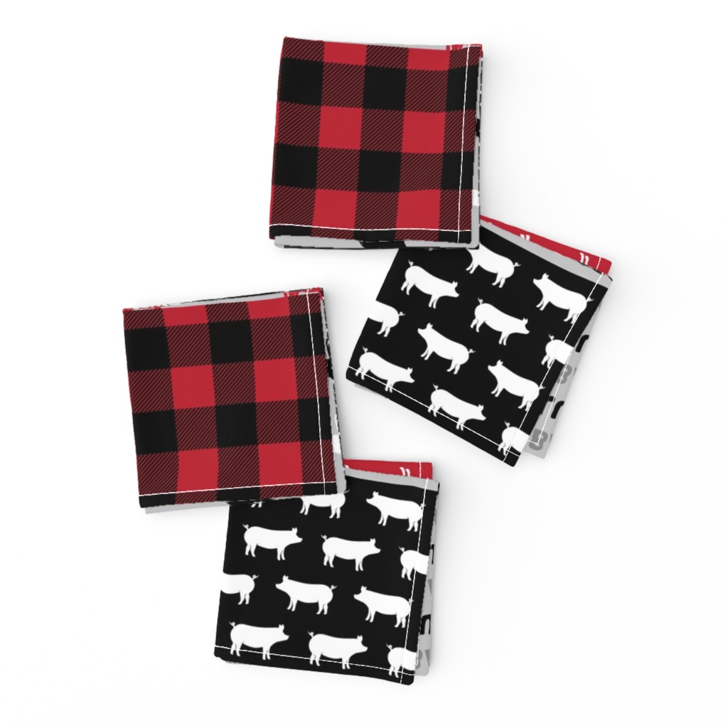 farm life wholecloth - black and red woodgrain