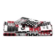 farm life wholecloth - black and red woodgrain