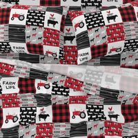 farm life wholecloth - black and red woodgrain