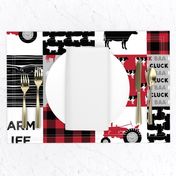 farm life wholecloth - black and red woodgrain