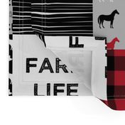 farm life wholecloth - black and red woodgrain