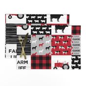 farm life wholecloth - black and red woodgrain